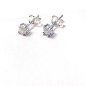 Sterling Silver CZ Stud Earrings NEW